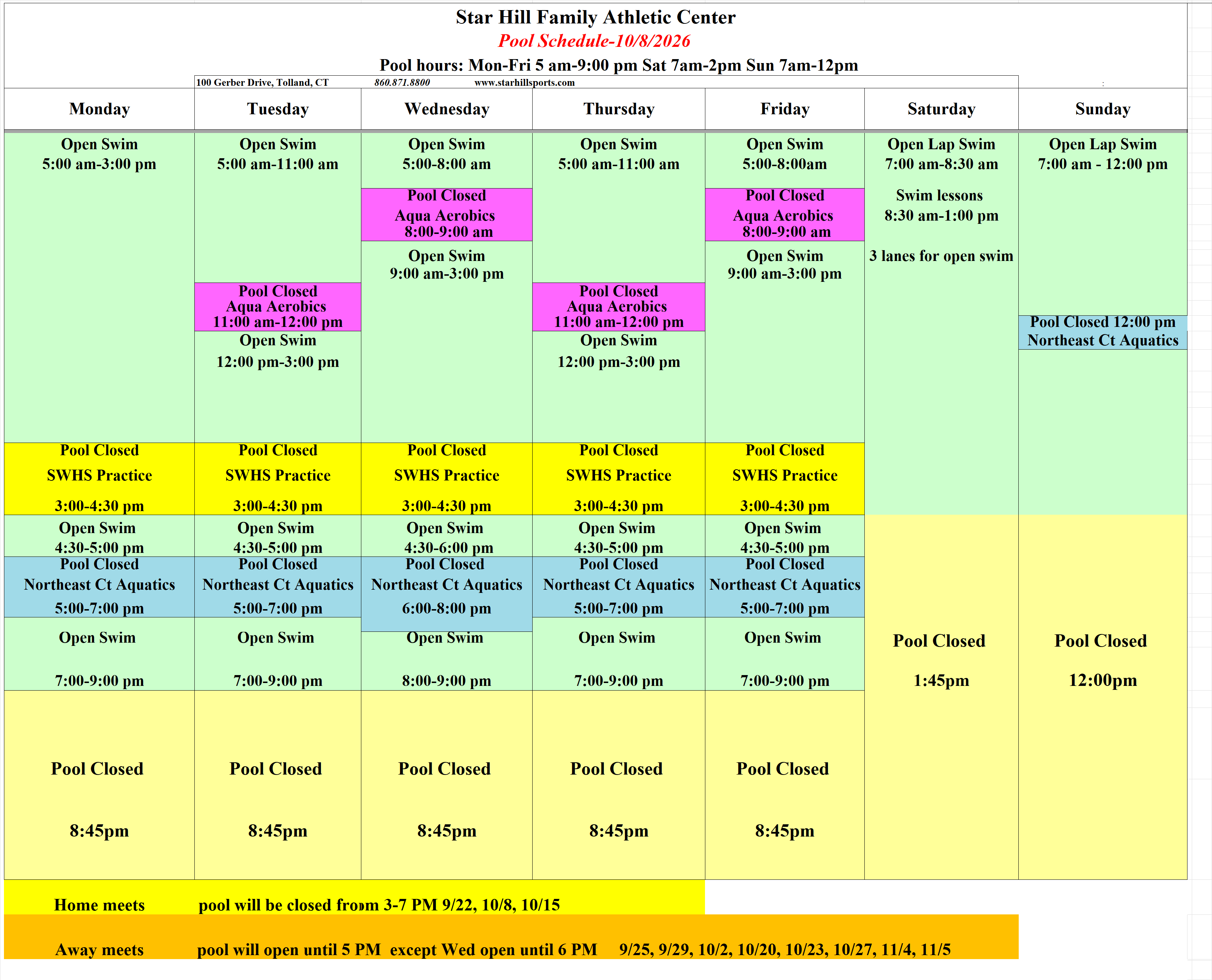 Pool Sch 10-9-26